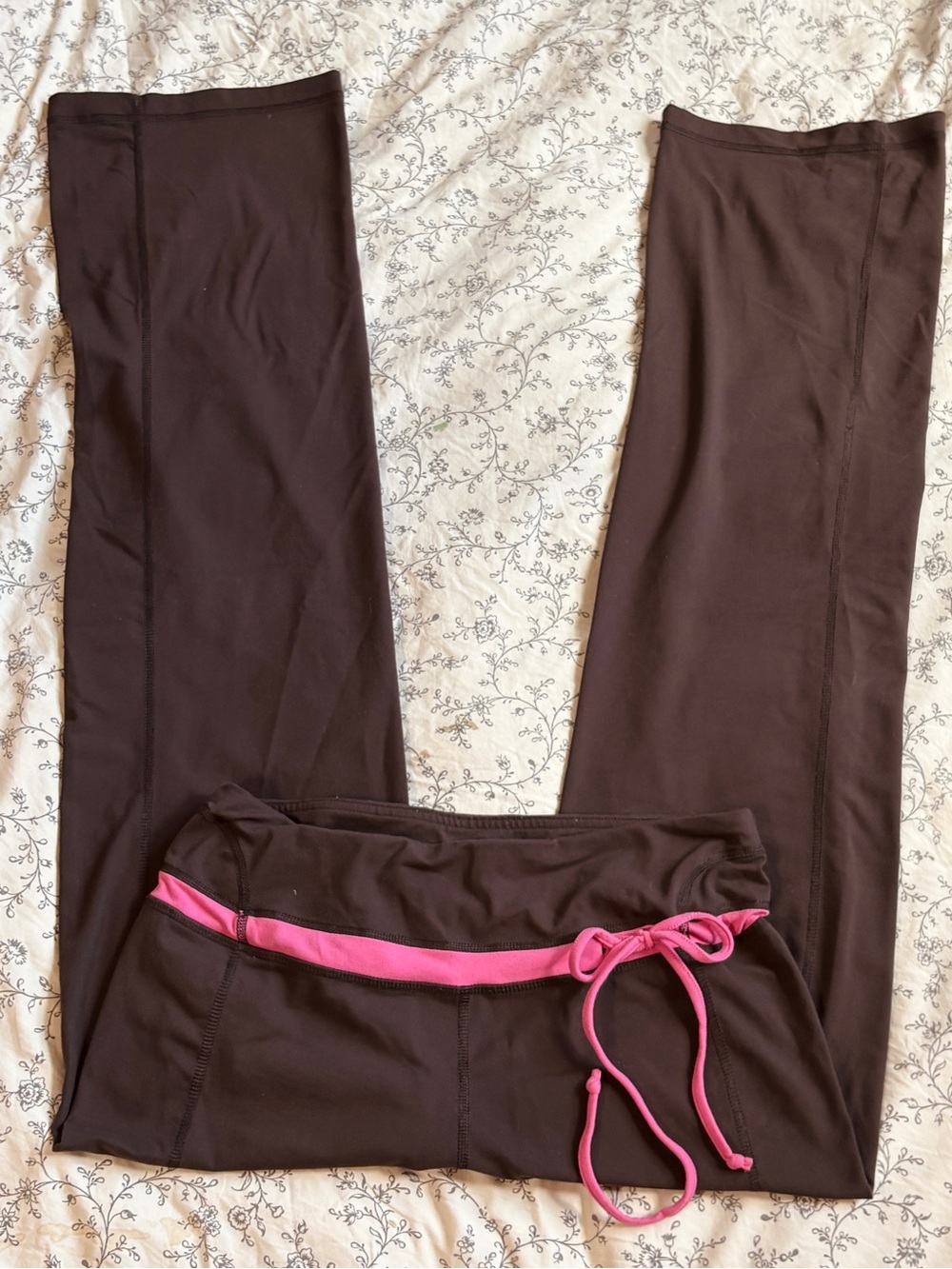 Y2K Vintage Brown and Pink Wide Leg Yoga Pants